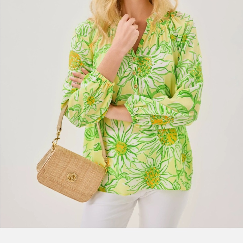 Women’s Lilly Pulitzer Elsa yellow silk top. Limoncello sunbelievable. Medium - Picture 10 of 14